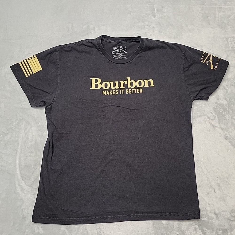 Grunt Style Shirt Mens XL Black Bourbon Makes It Better Graphic Tee Patriotic GS
